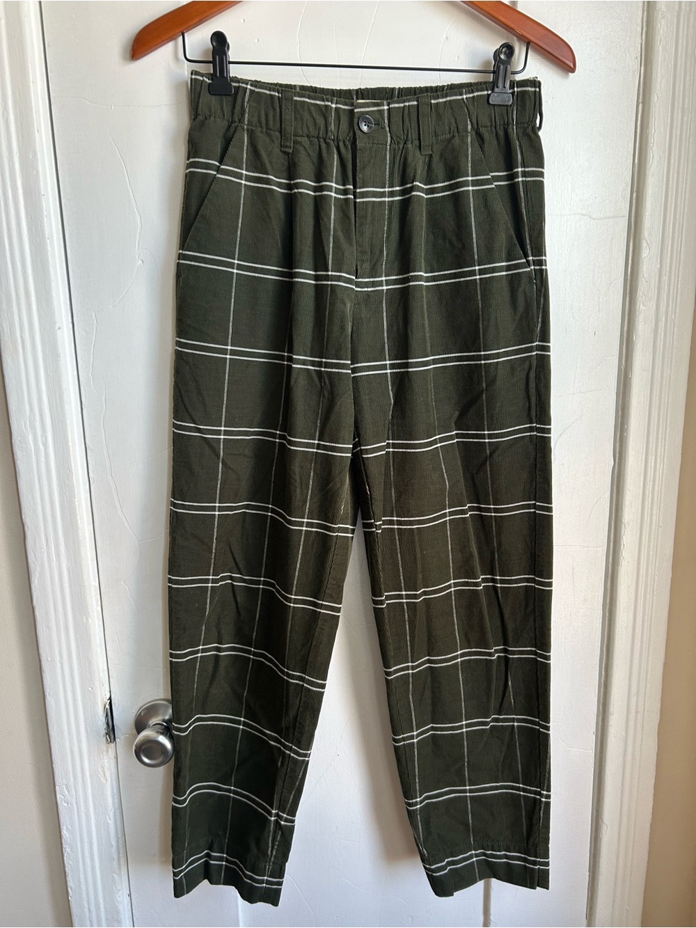 Madewell Olive Green Corduroy Plaid Pants (xs)